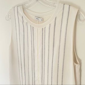 Vince Cream and Black Sleeveless Top